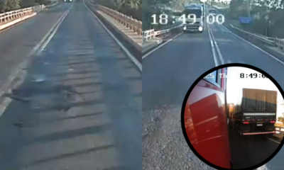 video:-carreta-que-‘provocou’-acidente-com-morte,-perdeu-controle-apos-cair-em-buraco-na-br-163