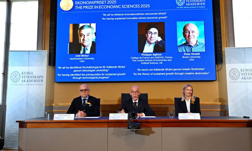 trio-ganha-nobel-de-economia-de-2025-por-trabalho-sobre-inovacao